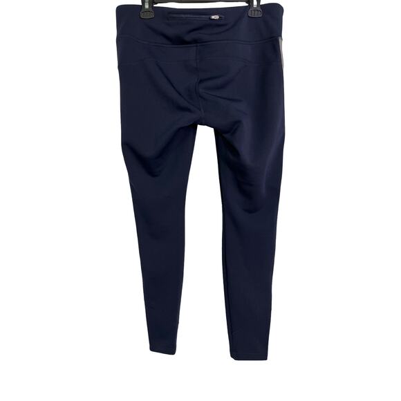 Athleta Pants - Athleta Navy Fleece Lined Leggings Reflective Stripe Pockets Size Large
